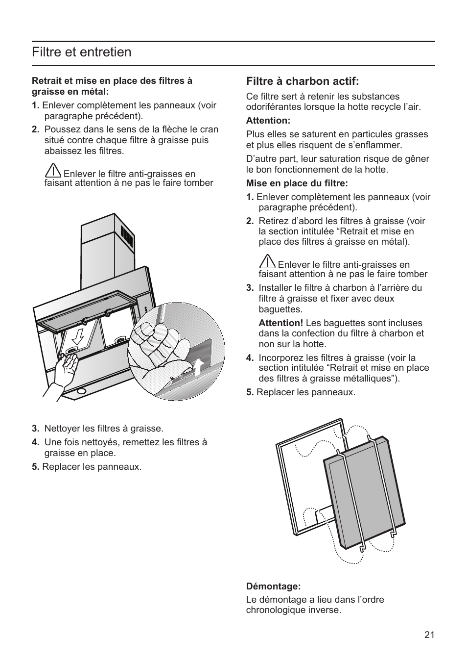 Filtre et entretien | Bosch DWK096652 Edelstahl User Manual | Page 21 / 84