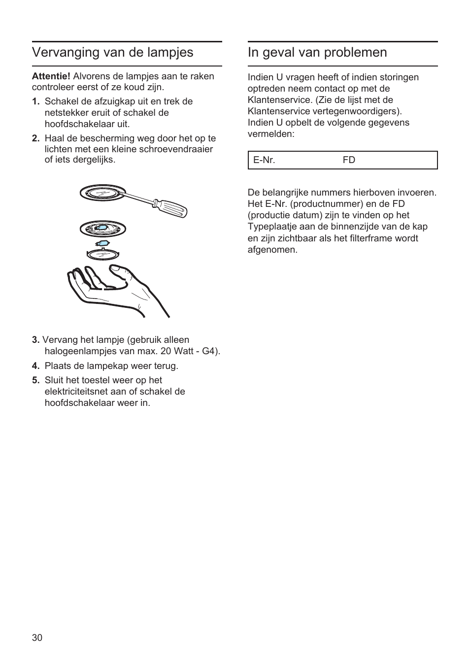 Vervanging van de lampjes | Bosch DWK096652 Edelstahl User Manual | Page 30 / 84