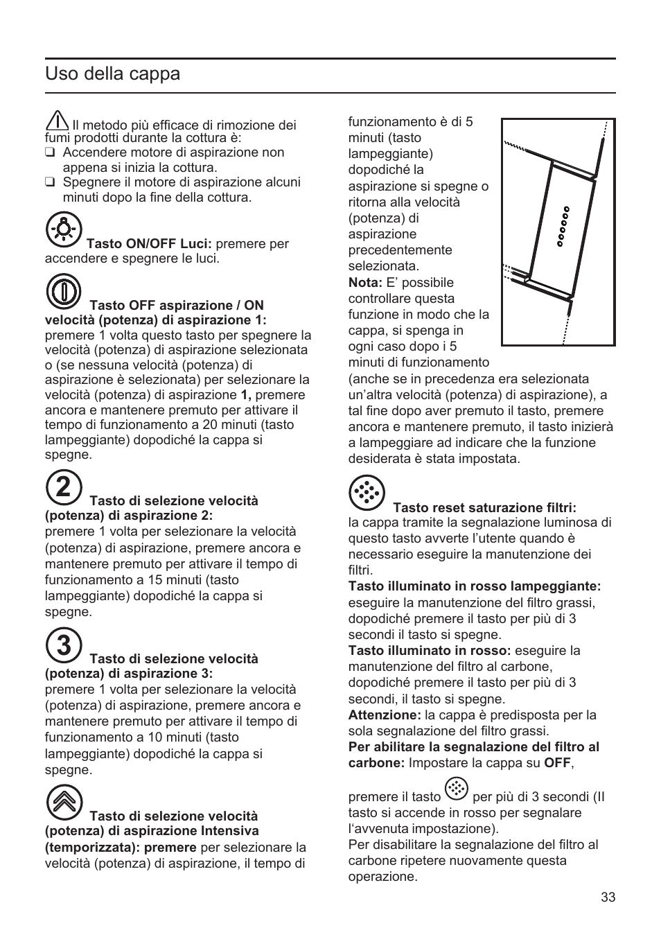 Uso della cappa | Bosch DWK096652 Edelstahl User Manual | Page 33 / 84