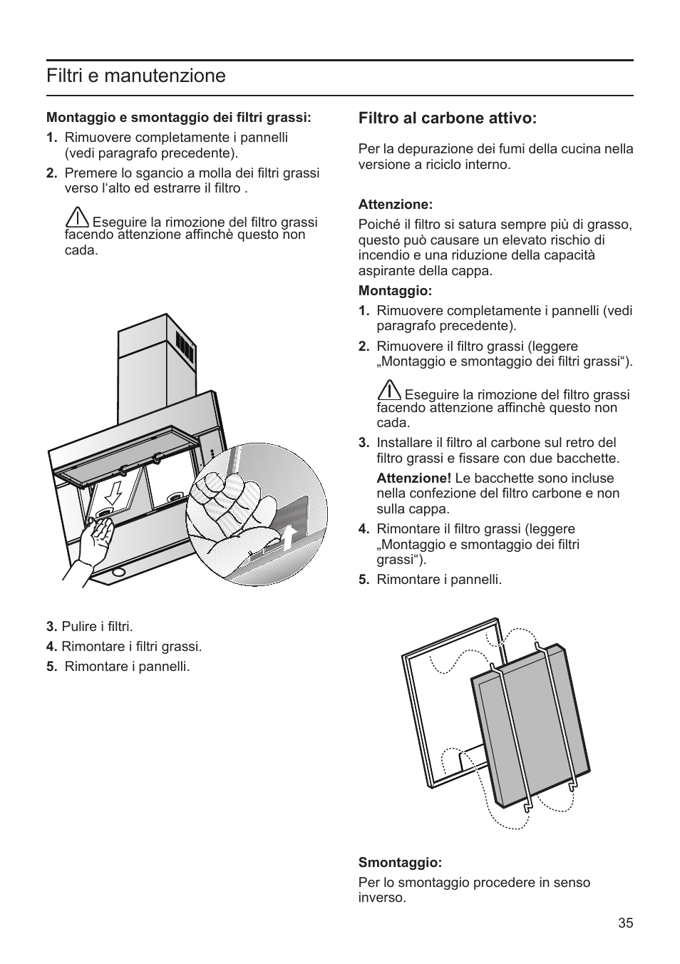 Filtri e manutenzione | Bosch DWK096652 Edelstahl User Manual | Page 35 / 84