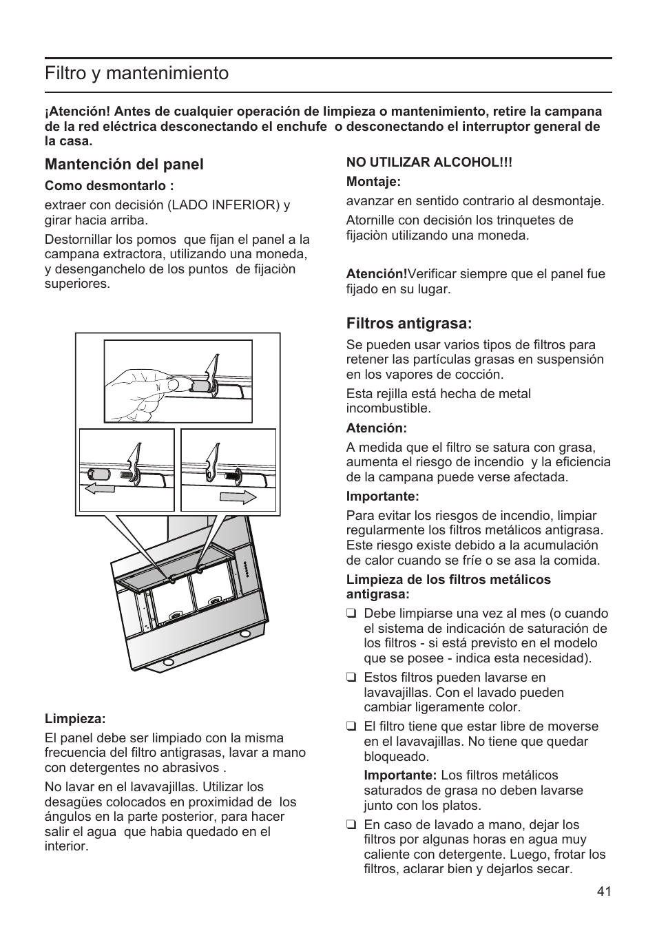 Filtro y mantenimiento | Bosch DWK096652 Edelstahl User Manual | Page 41 / 84