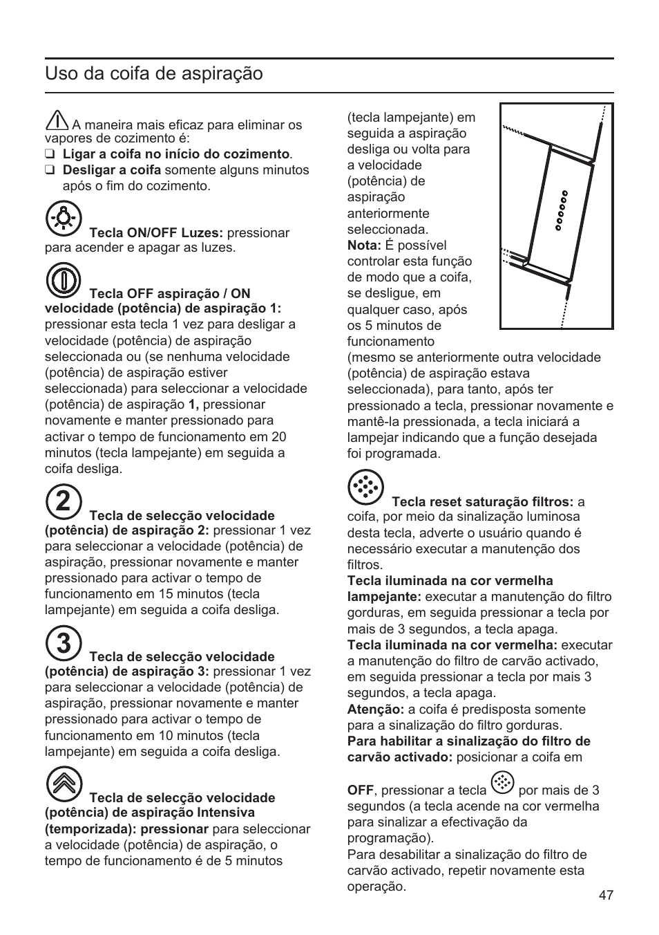 Uso da coifa de aspiração | Bosch DWK096652 Edelstahl User Manual | Page 47 / 84