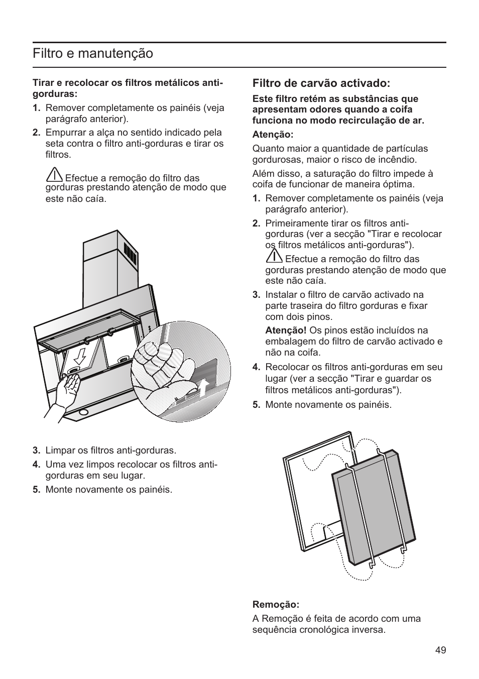 Filtro e manutenção | Bosch DWK096652 Edelstahl User Manual | Page 49 / 84