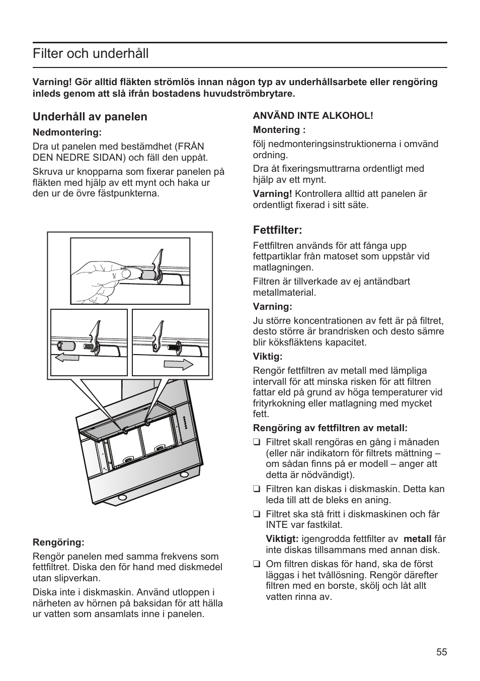 Filter och underhåll | Bosch DWK096652 Edelstahl User Manual | Page 55 / 84