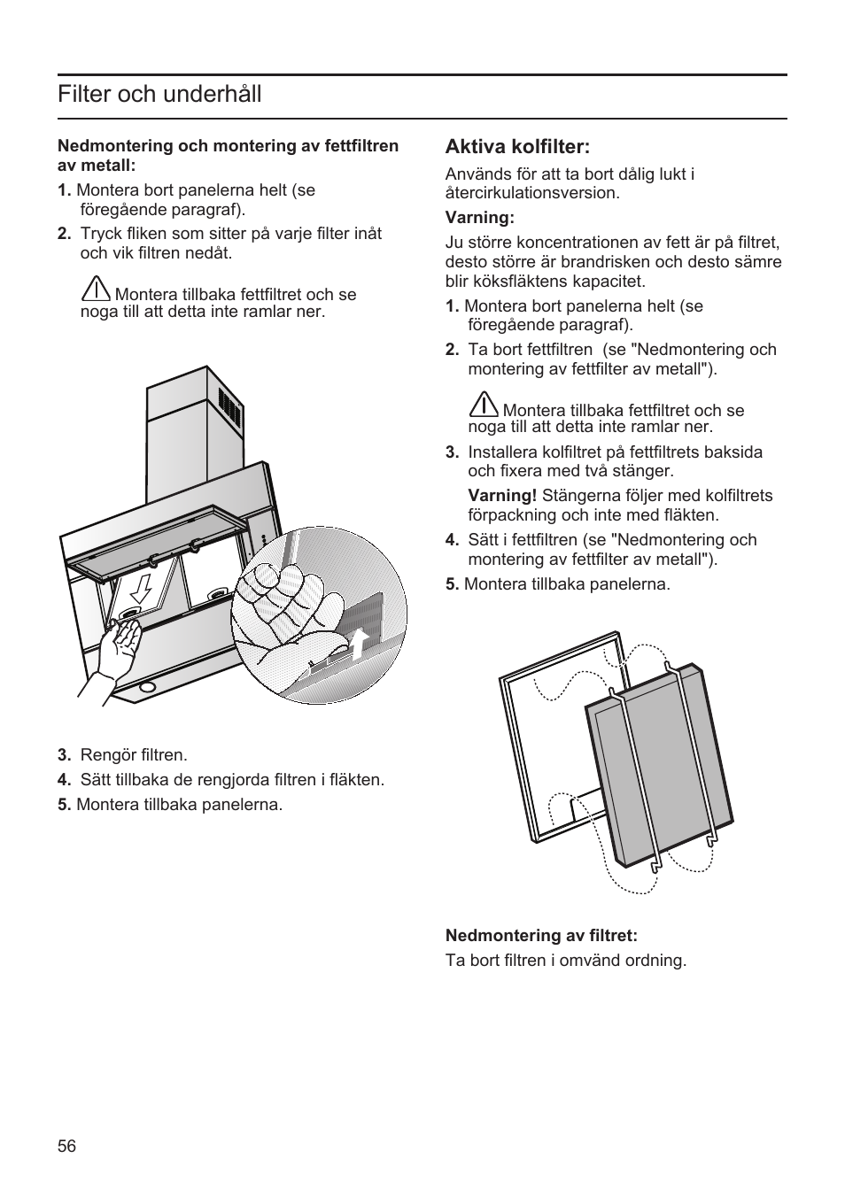 Filter och underhåll | Bosch DWK096652 Edelstahl User Manual | Page 56 / 84