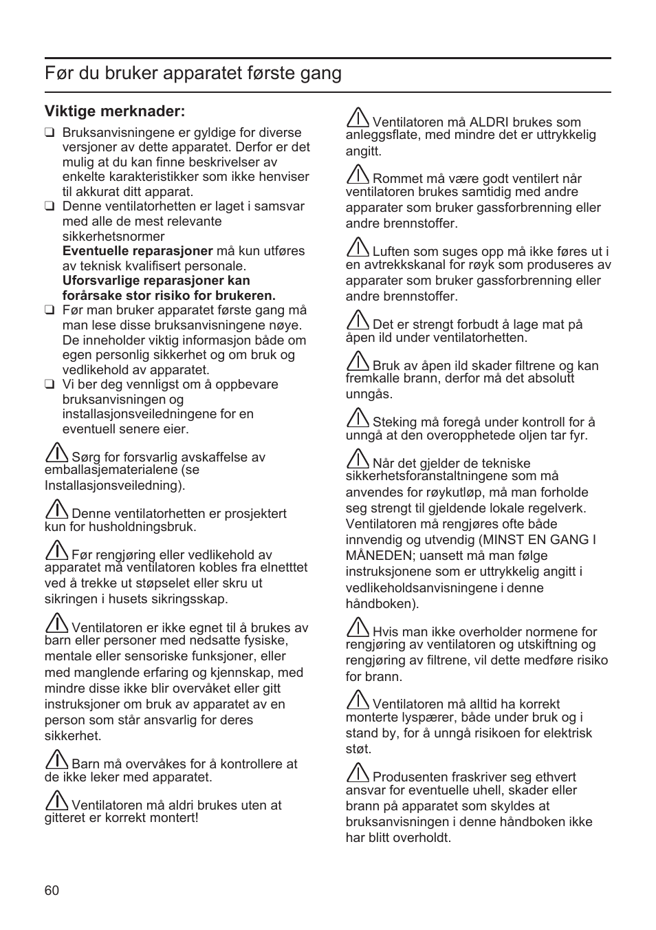 Før du bruker apparatet første gang | Bosch DWK096652 Edelstahl User Manual | Page 60 / 84