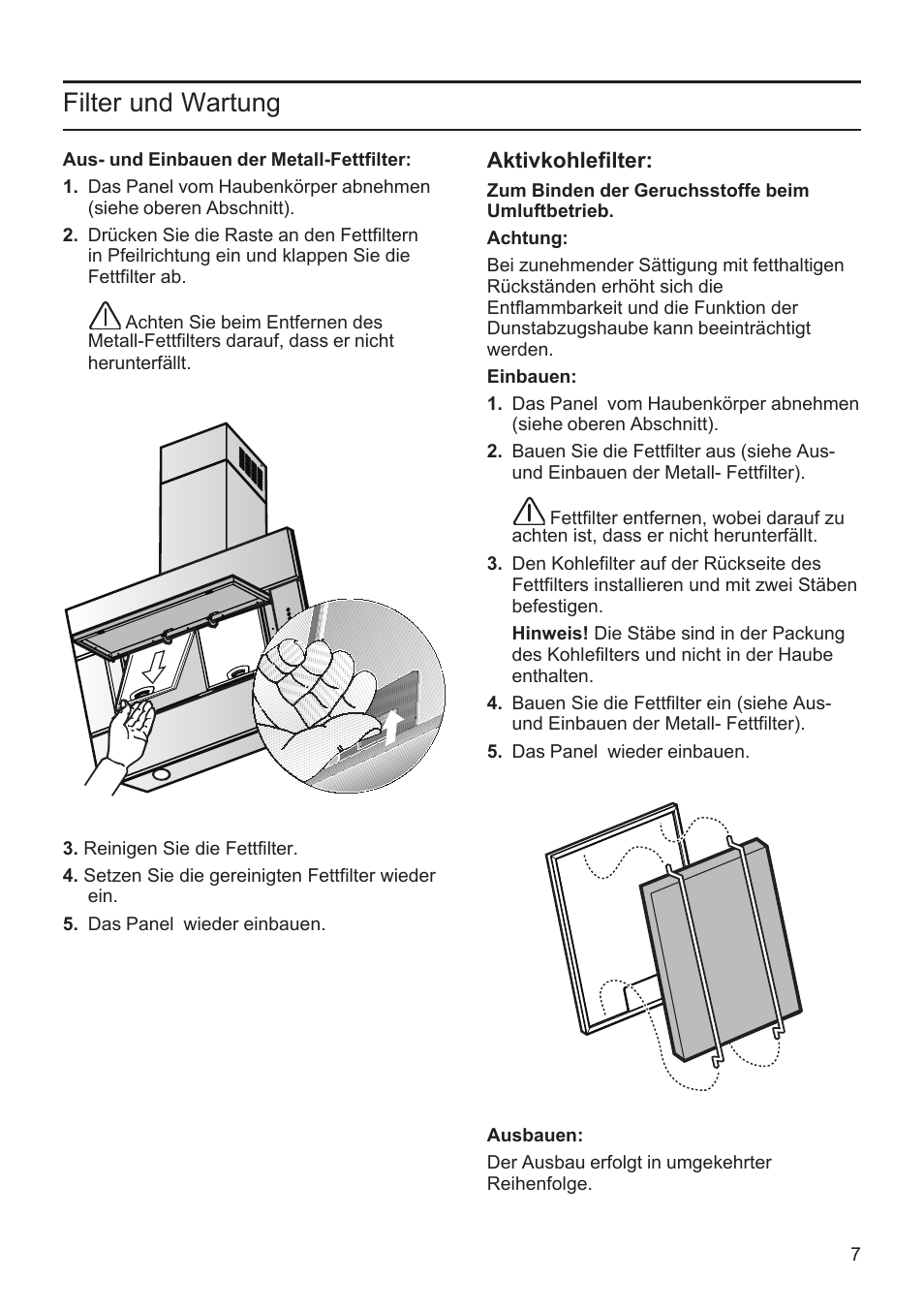 Filter und wartung | Bosch DWK096652 Edelstahl User Manual | Page 7 / 84