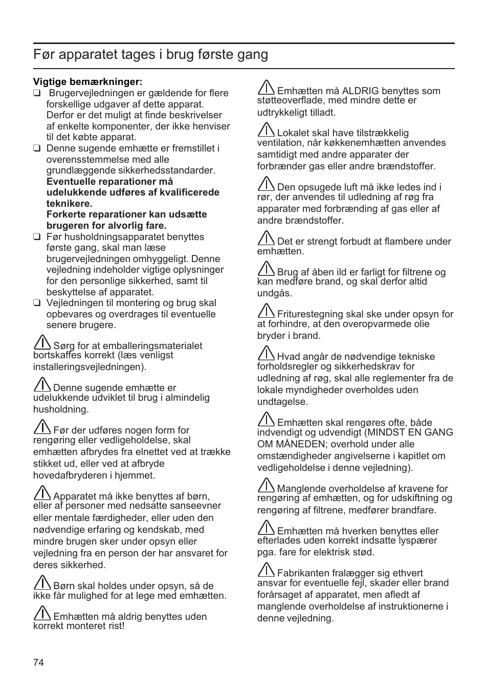 Før apparatet tages i brug første gang | Bosch DWK096652 Edelstahl User Manual | Page 74 / 84