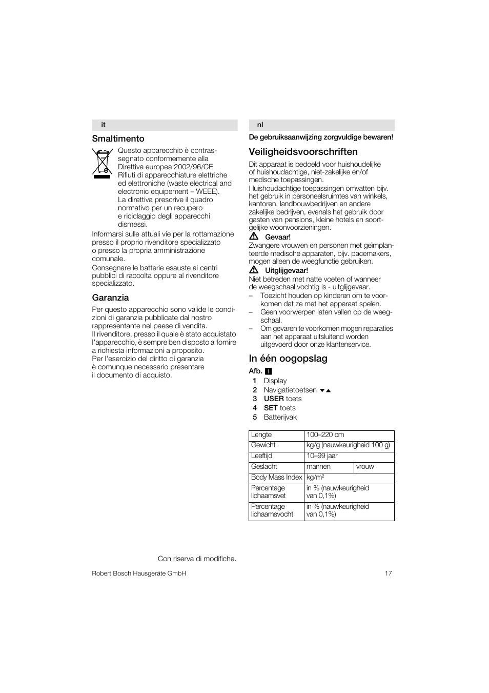 Veiligheidsvoorschriften | Bosch PPW3320 Analysewaage elektronisch AxxenceSlimLine Analysis User Manual | Page 17 / 84