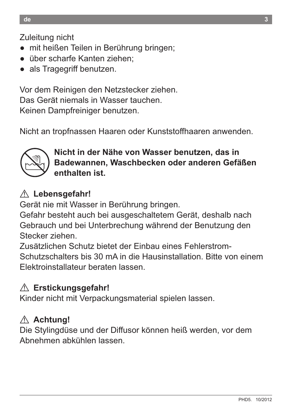 Bosch PHD5781 Haartrockner BrilliantCare Business User Manual | Page 5 / 106