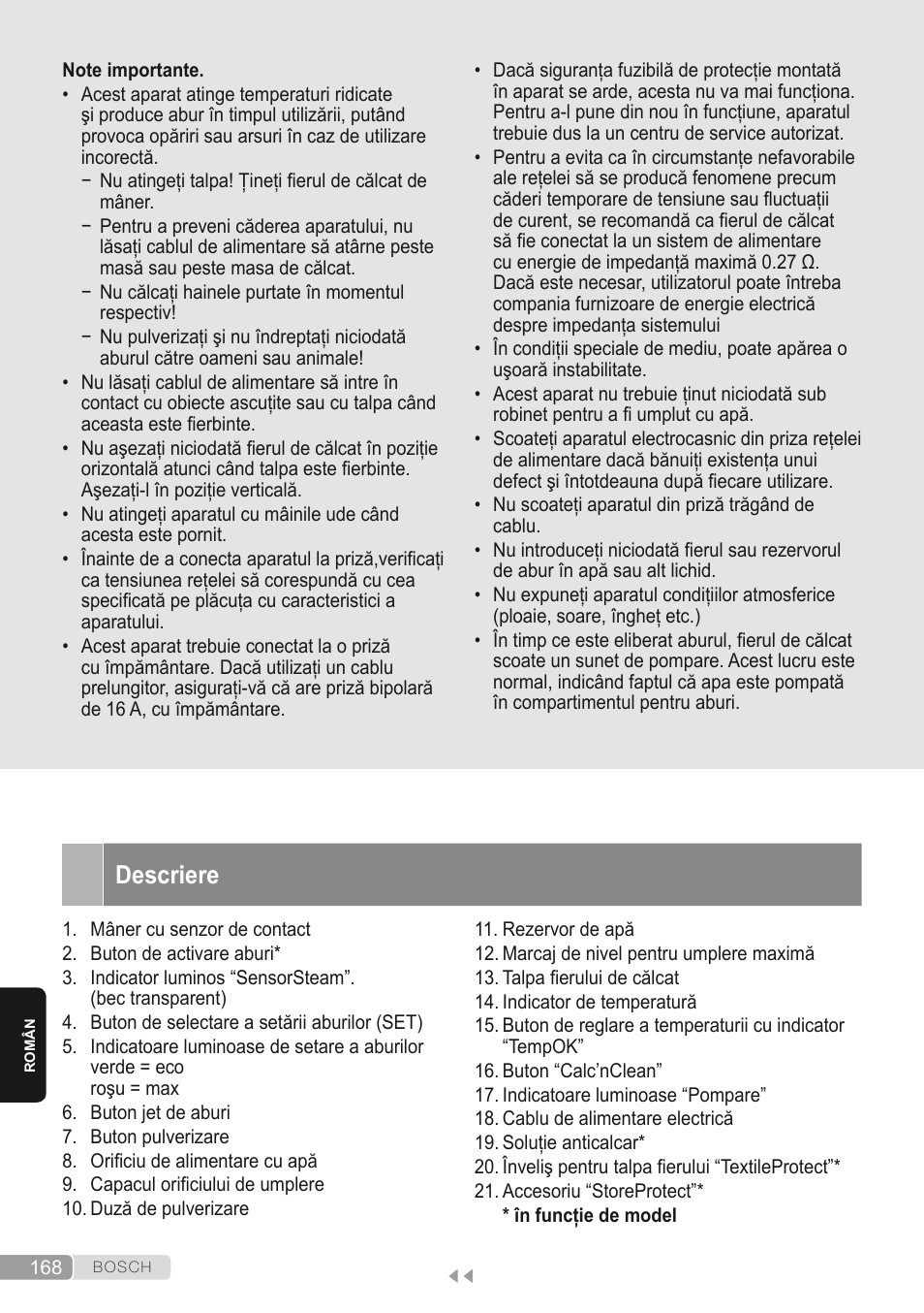 Descriere | Bosch Kompakt-Dampfgenerator Sensixx´x DI90 AntiShine TDI902836A magic night blue weiß User Manual | Page 168 / 188