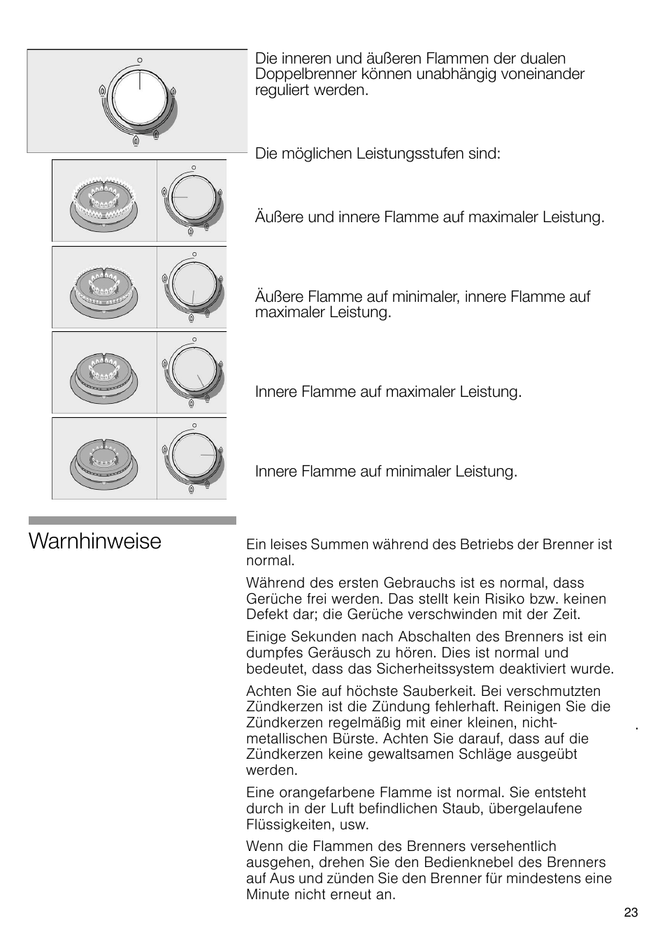 Warnhinweise | Bosch PRS926B70E Gas-Kochstelle Glaskeramik 90 cm User Manual | Page 24 / 106