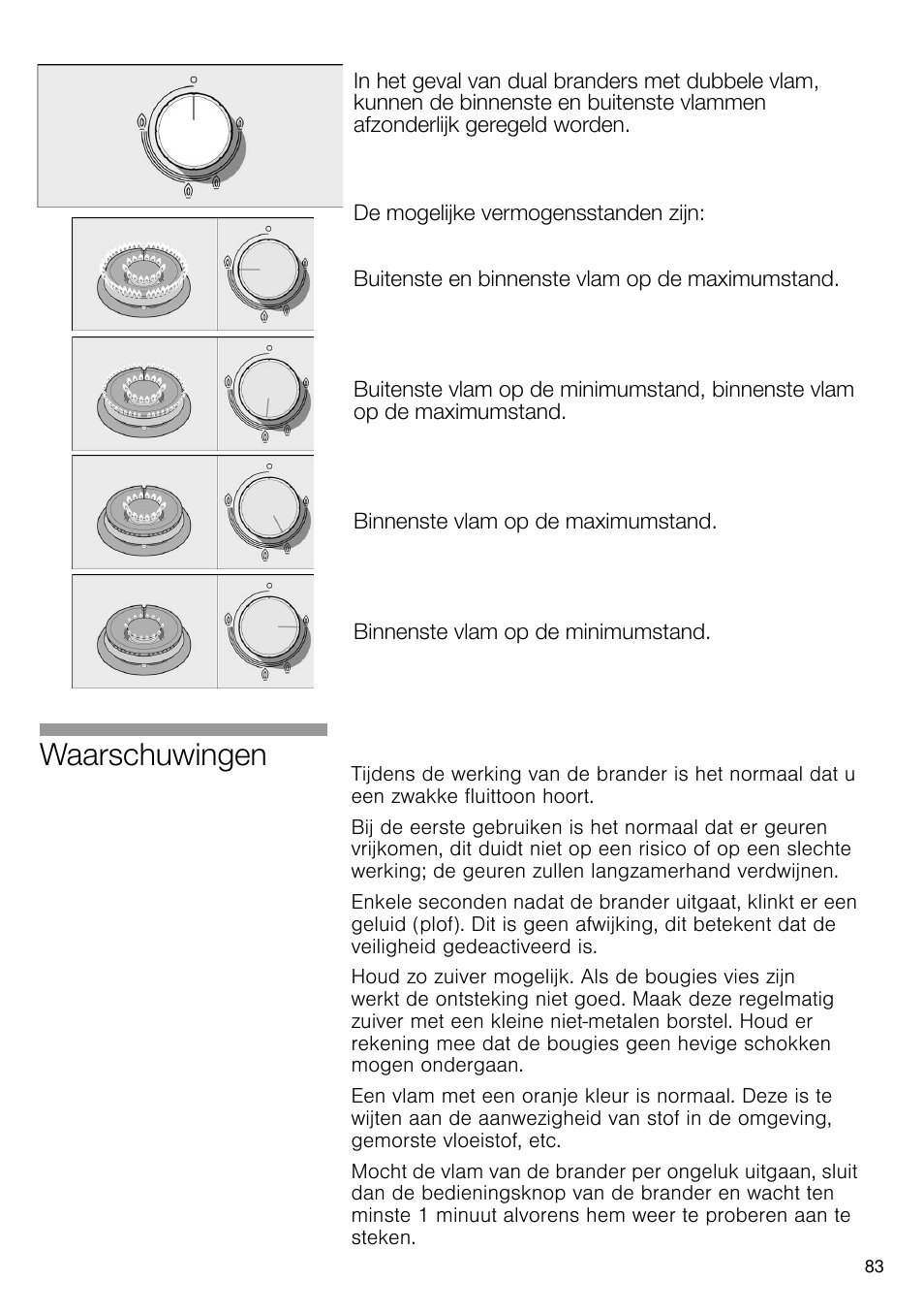 Waarschuwingen | Bosch PRS926B70E Gas-Kochstelle Glaskeramik 90 cm User Manual | Page 84 / 106