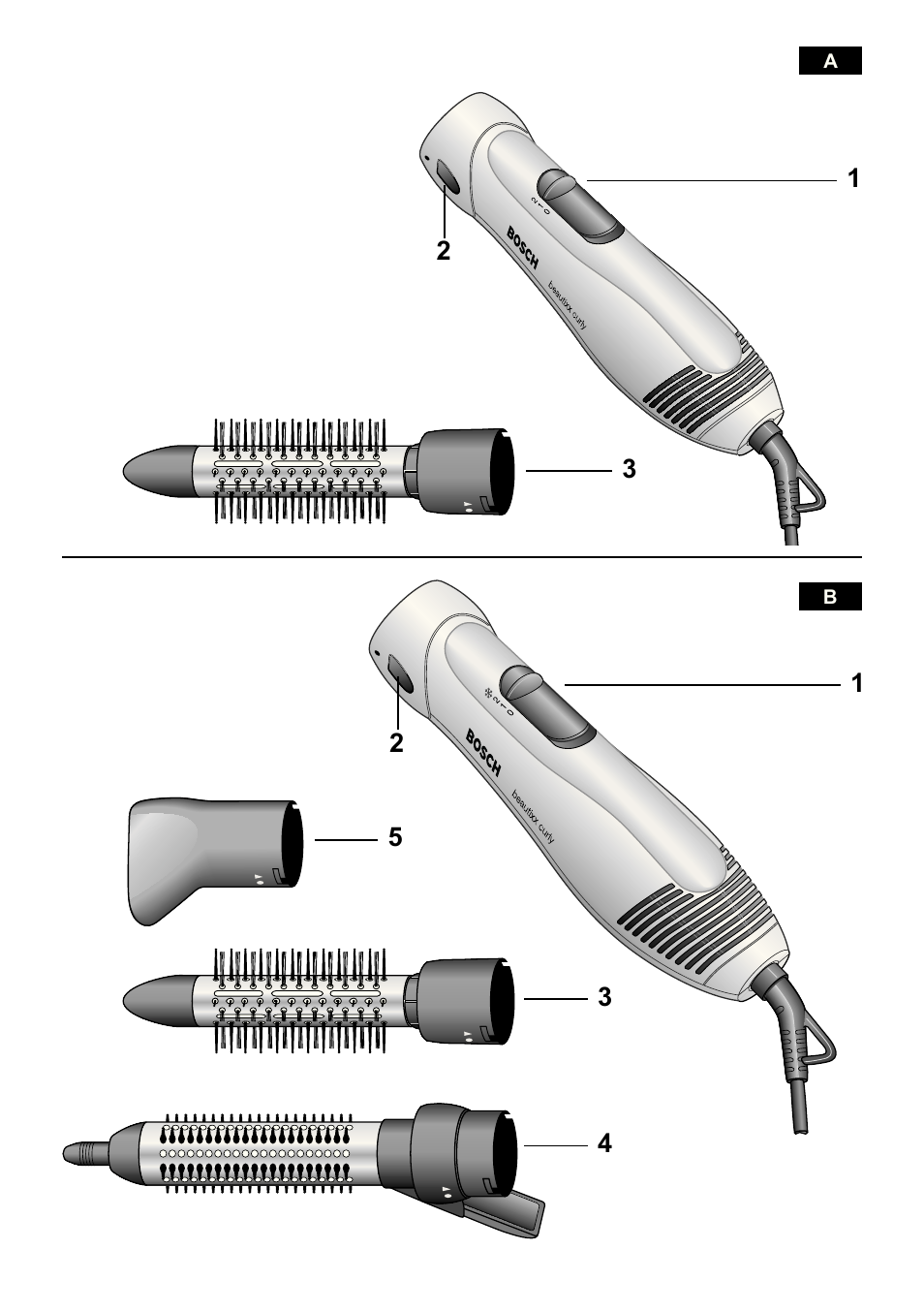 Bosch PHA2300 Warmluftstylingbürste beautixx curly User Manual | Page 3 / 47