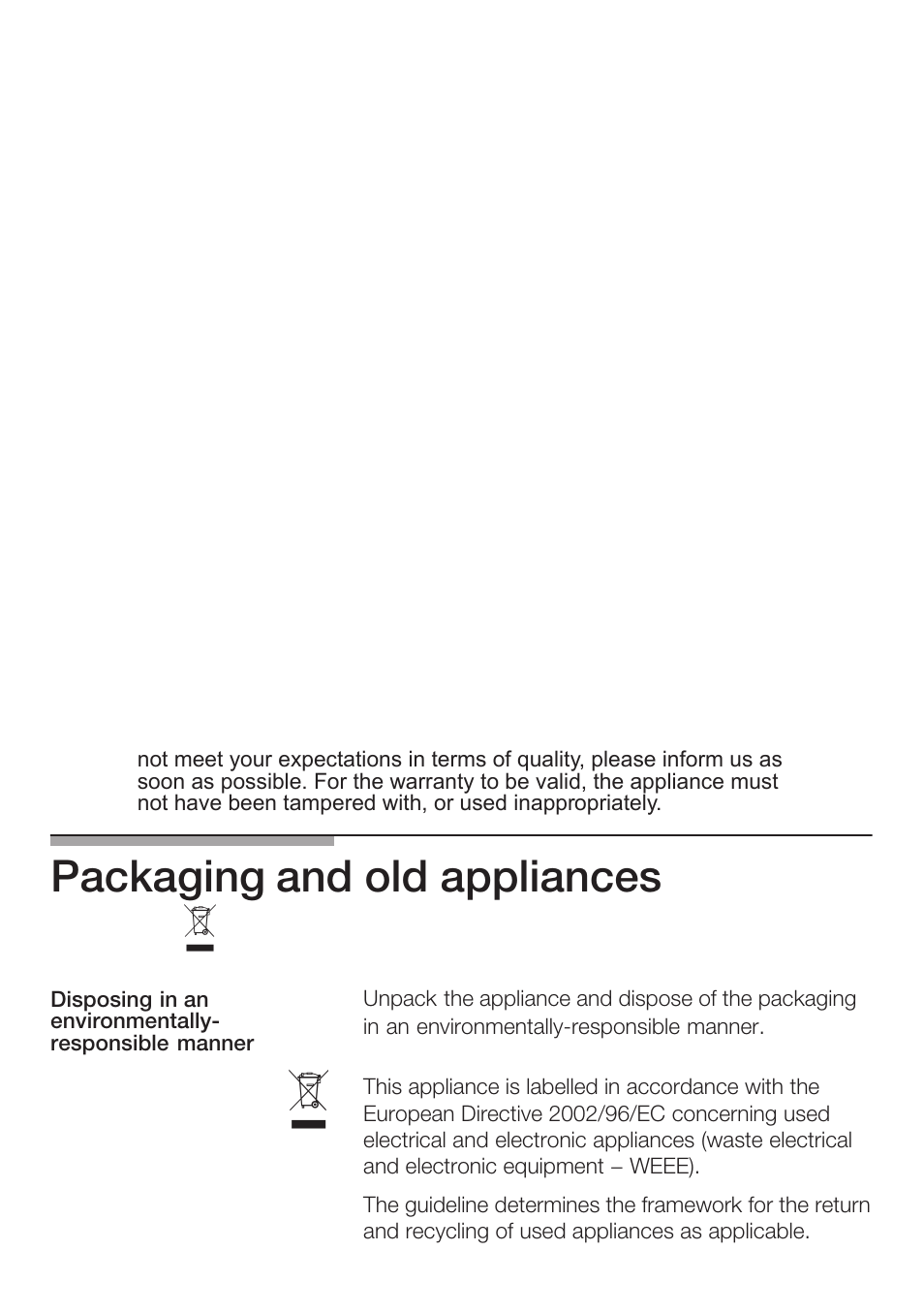 Packaging and old appliances | Bosch NNH615XEU Gas-Kochfeld Edelstahl 60 cm User Manual | Page 3 / 98