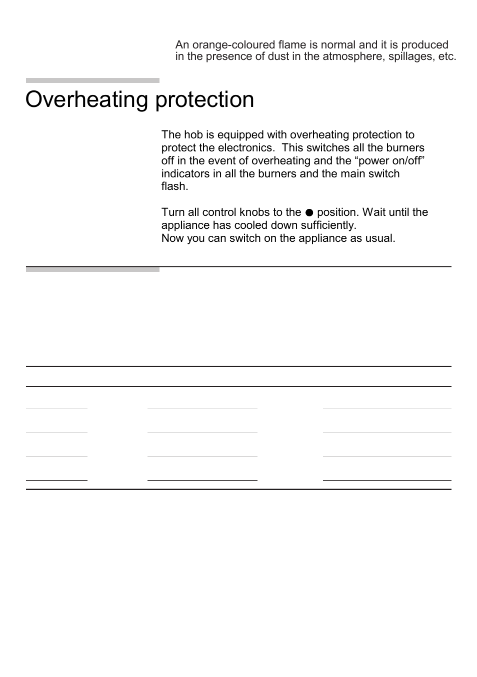 Recommended diameter of cookware (in cm), Overheating protection | Bosch NNH615XEU Gas-Kochfeld Edelstahl 60 cm User Manual | Page 9 / 98