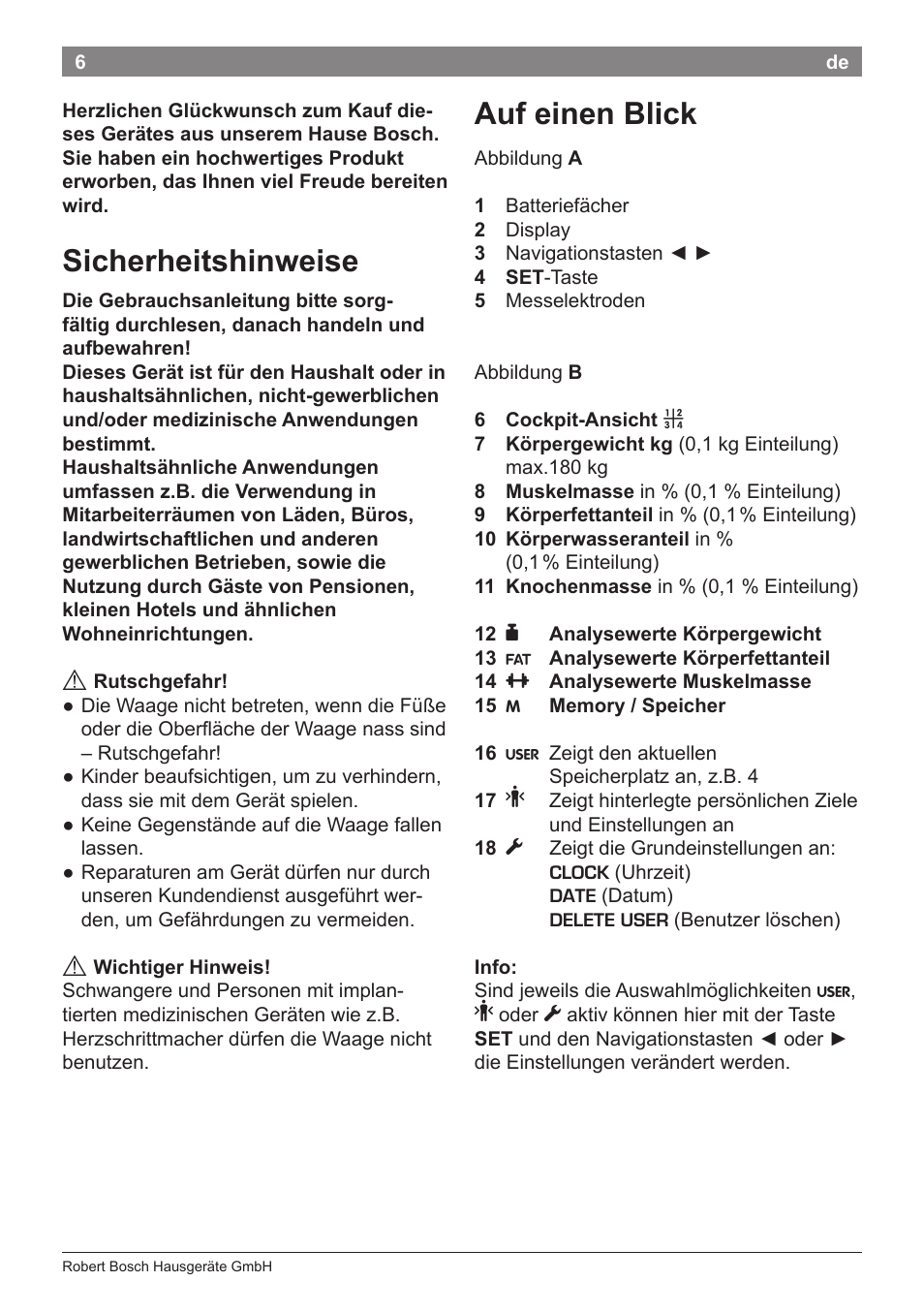 Sicherheitshinweise, Auf einen blick | Bosch PPW7170 Analysewaage elektronisch AxxenceAnalysis Graphic User Manual | Page 6 / 137