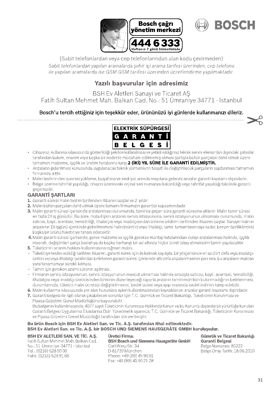 Bosch GL-30 Bodenstaubsauger mit Staubbeutel BGL32200 nordkapblau-metallic User Manual | Page 31 / 45