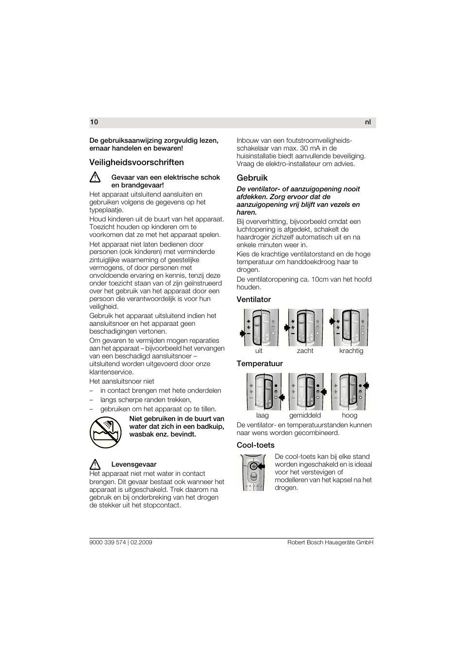 Bosch PHD7967 Haartrockner FancyTouch User Manual | Page 10 / 47