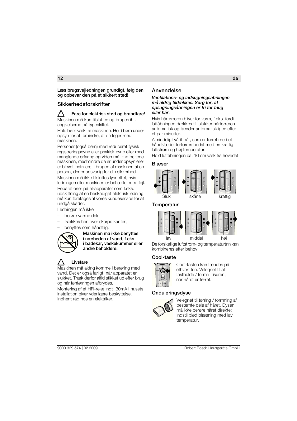 Bosch PHD7967 Haartrockner FancyTouch User Manual | Page 12 / 47