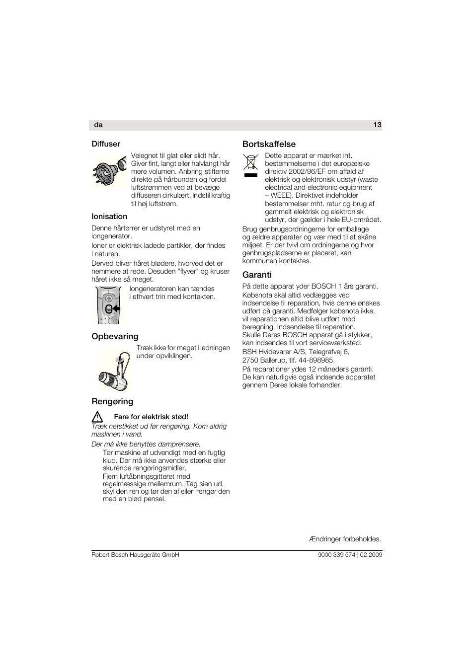 Bosch PHD7967 Haartrockner FancyTouch User Manual | Page 13 / 47