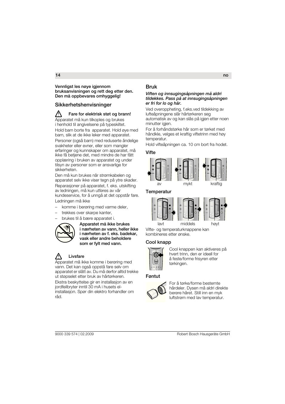 Bosch PHD7967 Haartrockner FancyTouch User Manual | Page 14 / 47