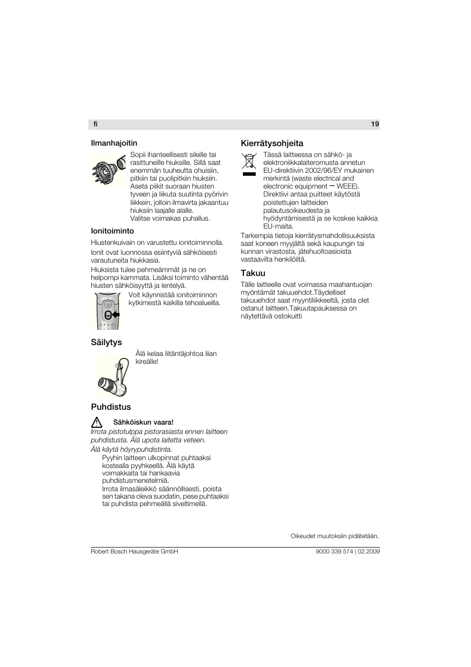 Bosch PHD7967 Haartrockner FancyTouch User Manual | Page 19 / 47