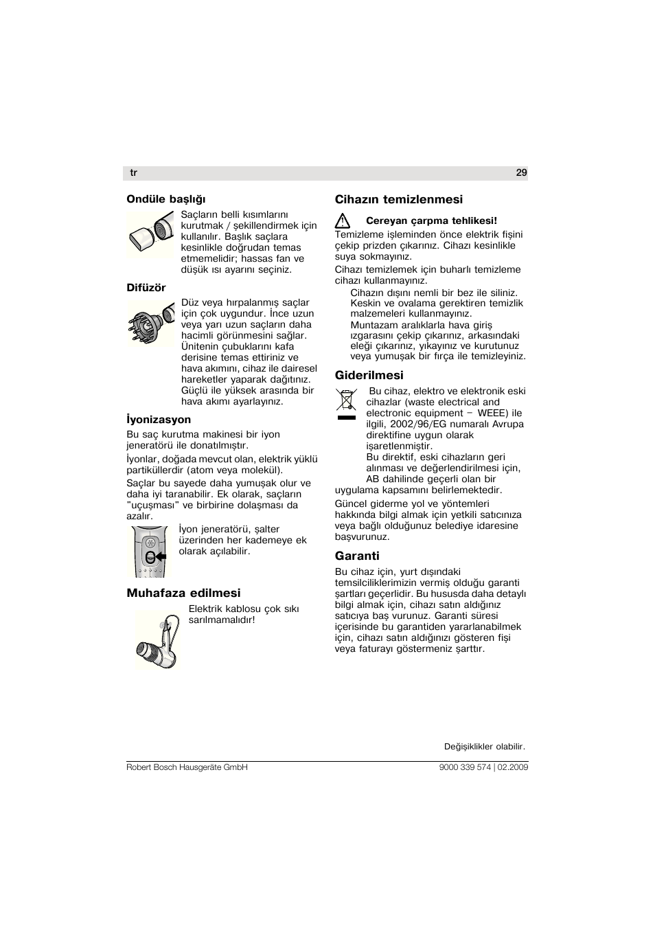 Bosch PHD7967 Haartrockner FancyTouch User Manual | Page 29 / 47