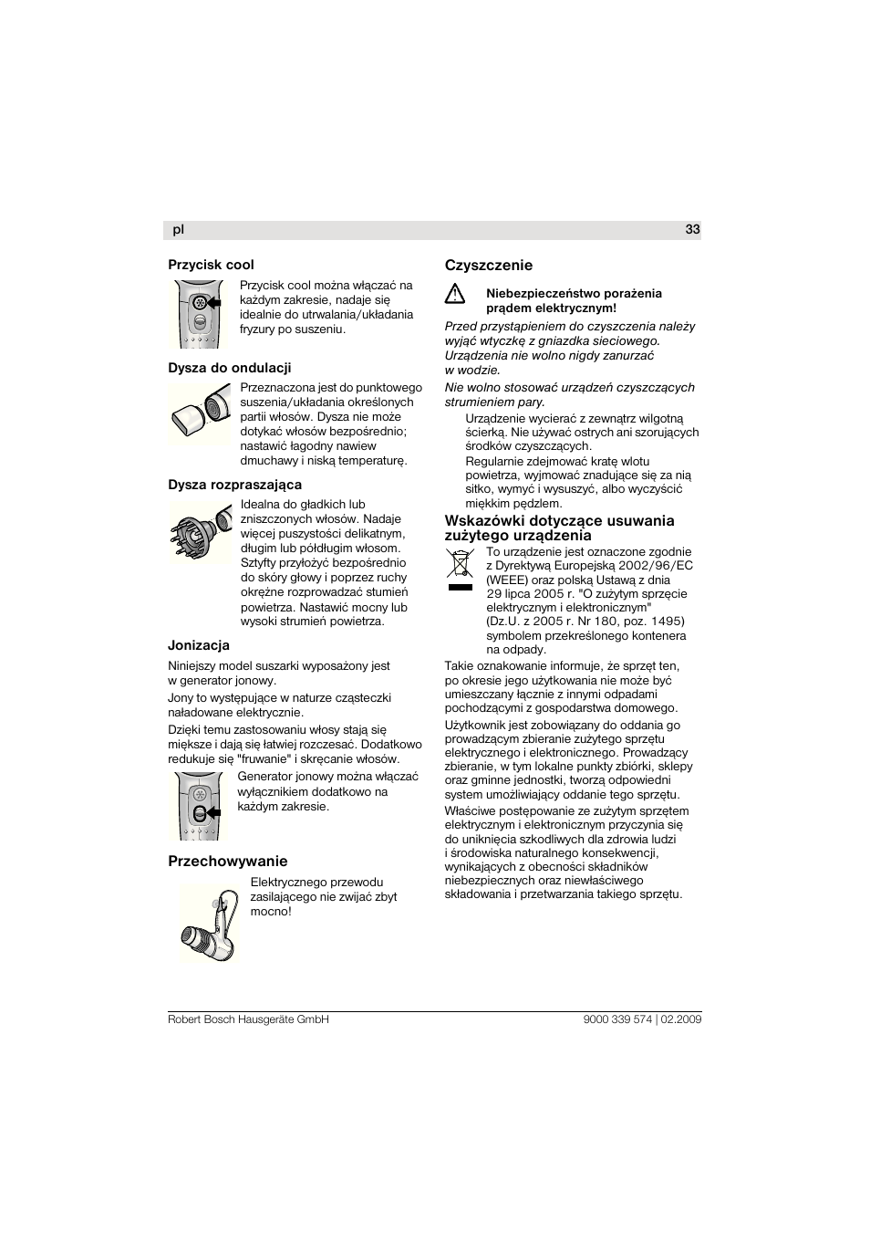 Bosch PHD7967 Haartrockner FancyTouch User Manual | Page 33 / 47