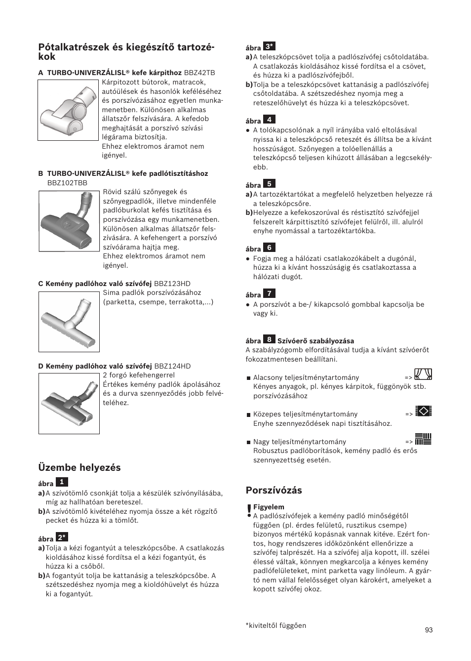 Pótalkatrészek és kiegészítő tartozé- kok, Üzembe helyezés, Porszívózás | Bosch Relaxxx ProSilence66 Beutelloser Bodenstaubsauger BGS5SIL66A schwarz User Manual | Page 94 / 142