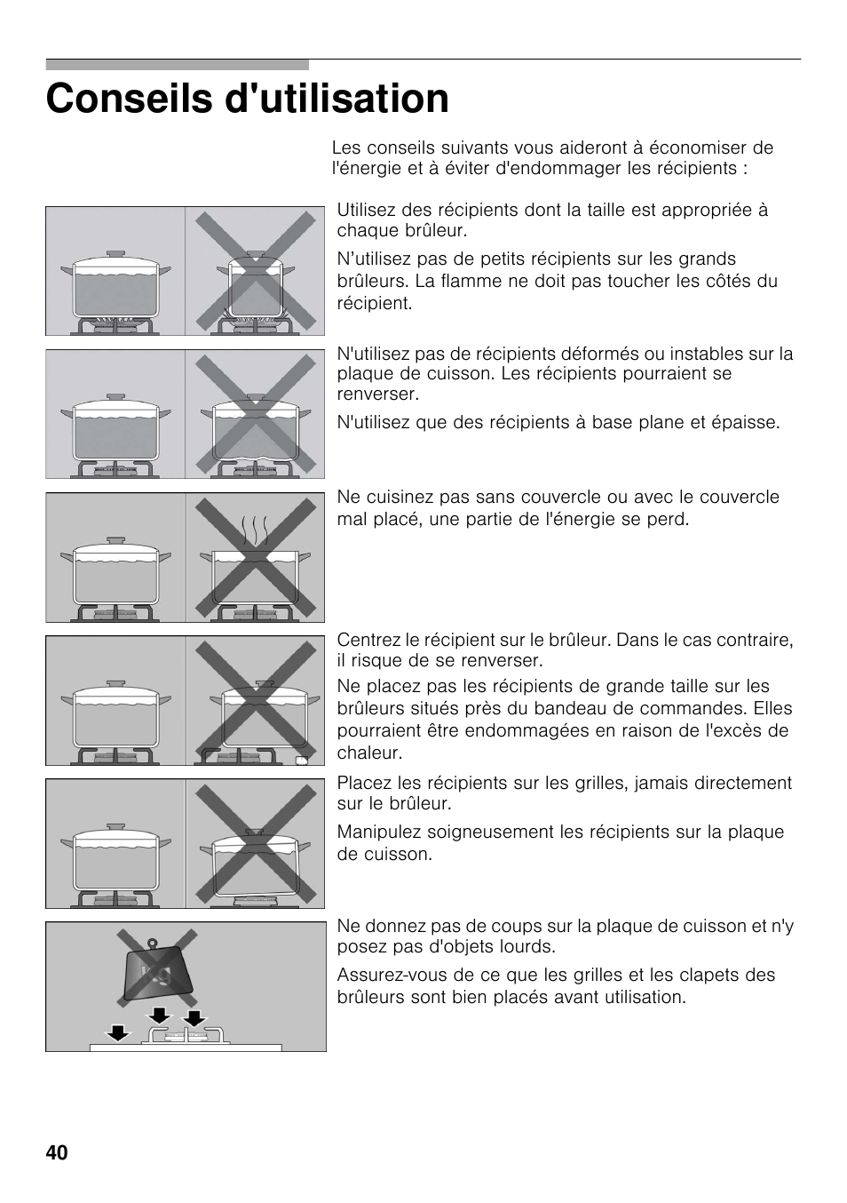 Conseils d'utilisation | Bosch PRB326B70E Gas-Kochstelle Glaskeramik 30 cm User Manual | Page 39 / 98