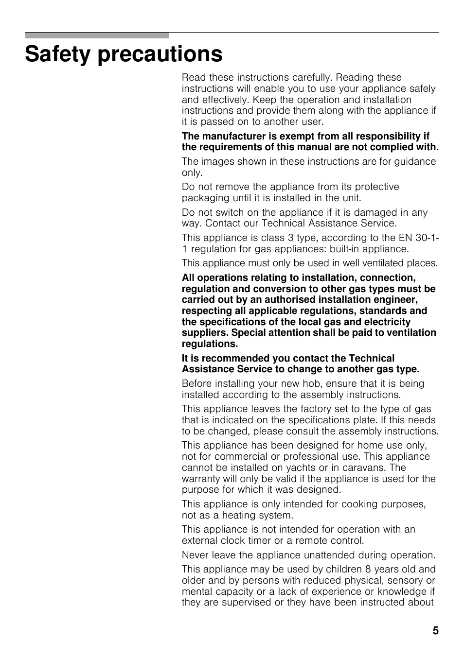Safety precautions | Bosch PRB326B70E Gas-Kochstelle Glaskeramik 30 cm User Manual | Page 4 / 98