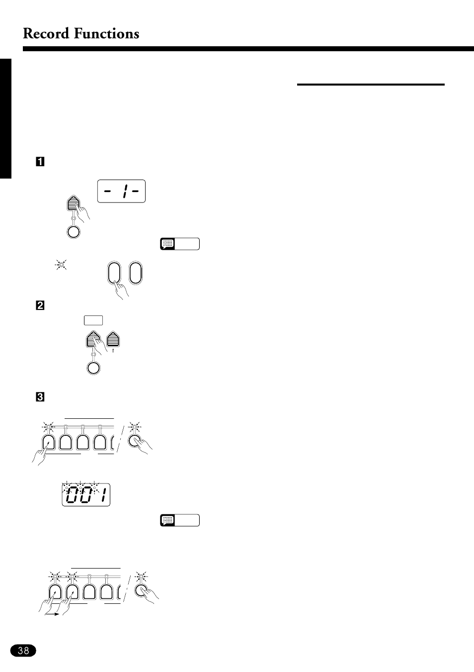 Record functions, Realtime accompaniment track recording | Yamaha PSR-510 User Manual | Page 40 / 77