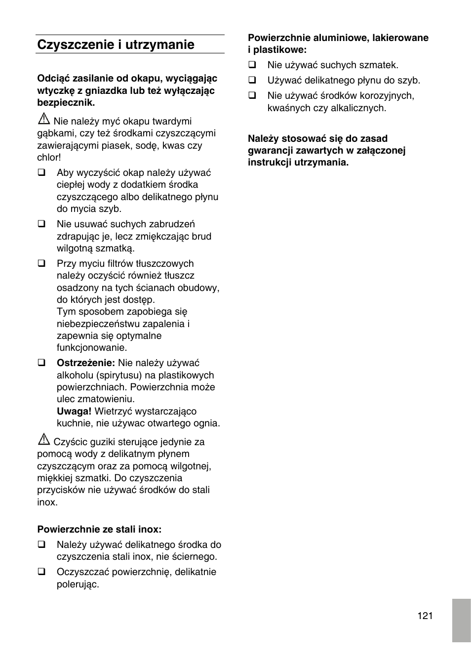 Czyszczenie i utrzymanie | Bosch DID09T950 Edelstahl 90 cm breit Deckenlüftung User Manual | Page 121 / 124