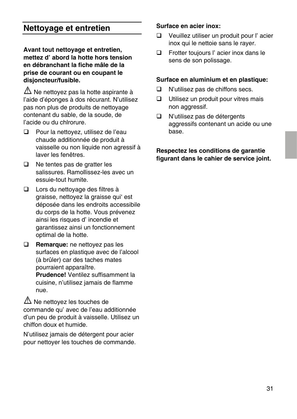 Nettoyage et entretien | Bosch DID09T950 Edelstahl 90 cm breit Deckenlüftung User Manual | Page 31 / 124