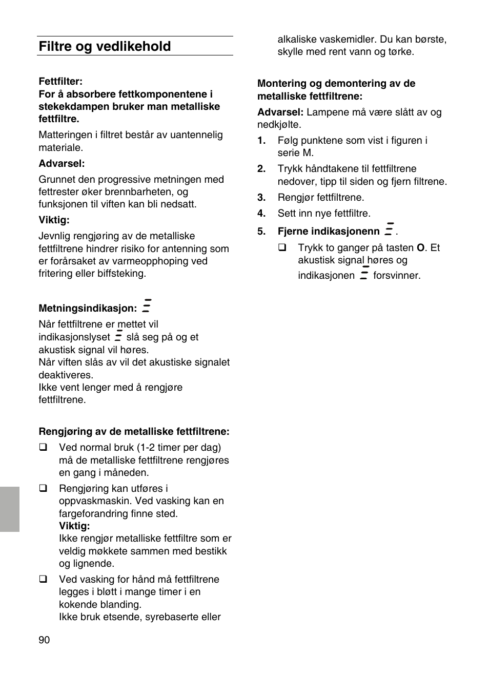 Filtre og vedlikehold | Bosch DID09T950 Edelstahl 90 cm breit Deckenlüftung User Manual | Page 90 / 124