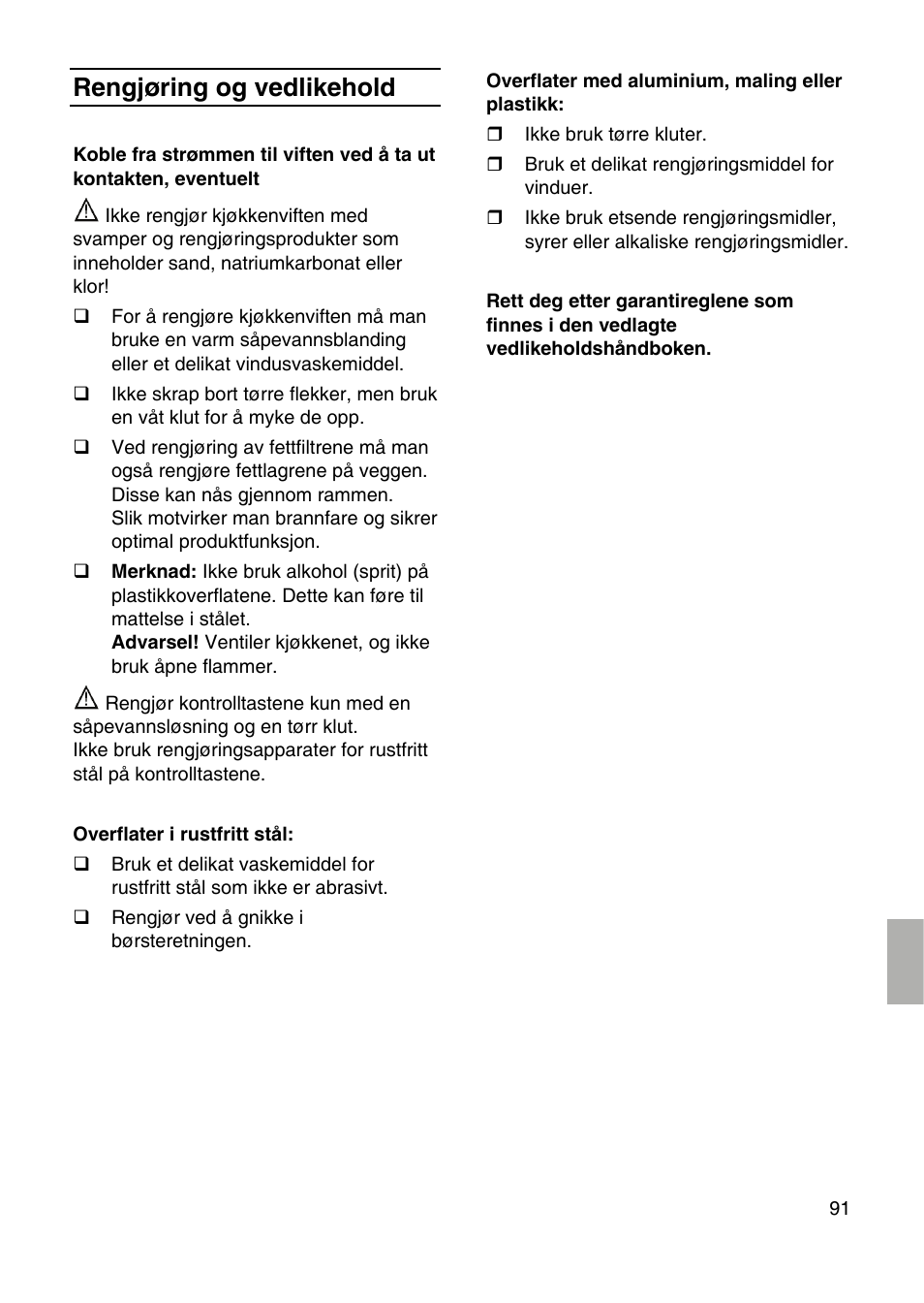 Rengjøring og vedlikehold | Bosch DID09T950 Edelstahl 90 cm breit Deckenlüftung User Manual | Page 91 / 124