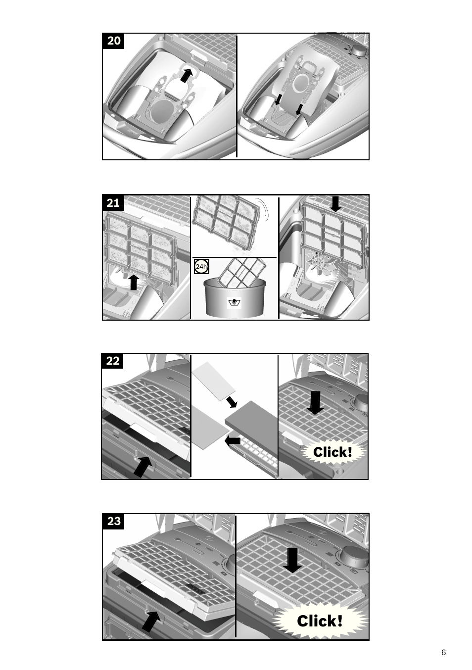 Click | Bosch Freee Bodenstaubsauger mit Staubbeutel BSGL51332 vanilla User Manual | Page 107 / 108