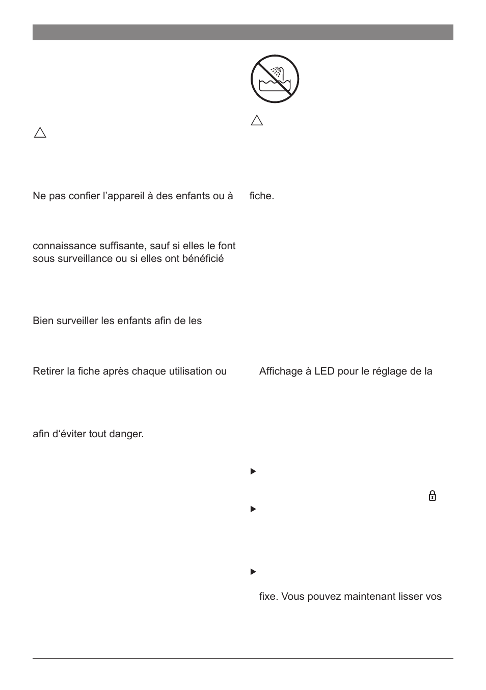 Pièces et éléments d’utilisation, Mise en service, Consignes de sécurité | Bosch PHS2560 Haarglätter ProSalon Home User Manual | Page 8 / 51