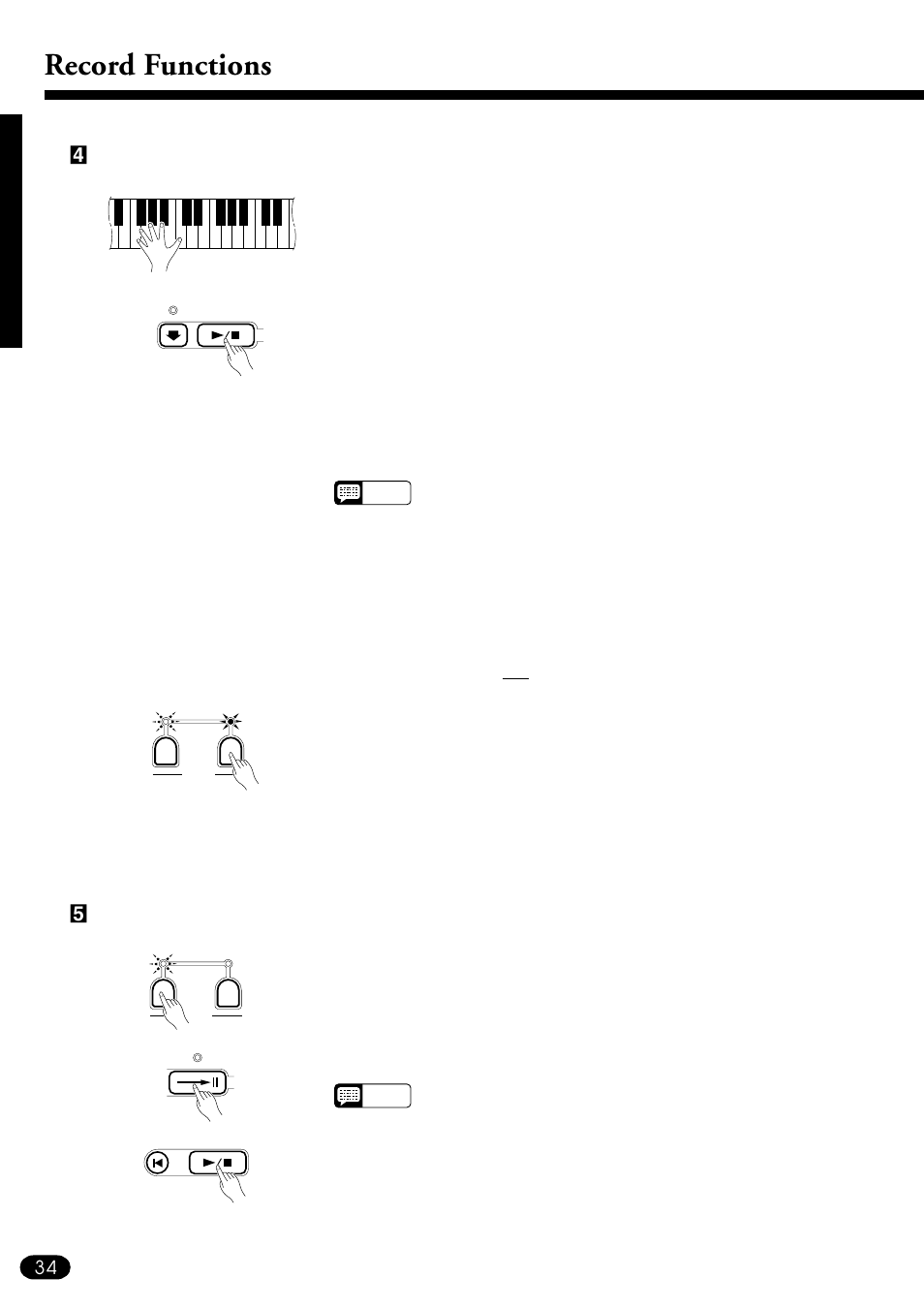 Record functions | Yamaha PSR-410 User Manual | Page 36 / 61