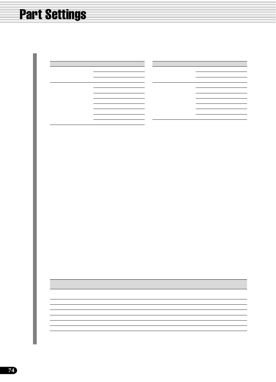 Part settings | Yamaha PSR-540 User Manual | Page 74 / 160