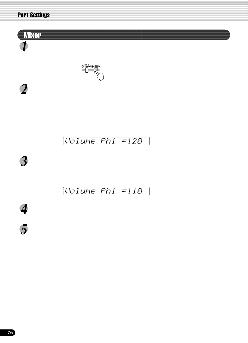 Mixer | Yamaha PSR-540 User Manual | Page 76 / 160