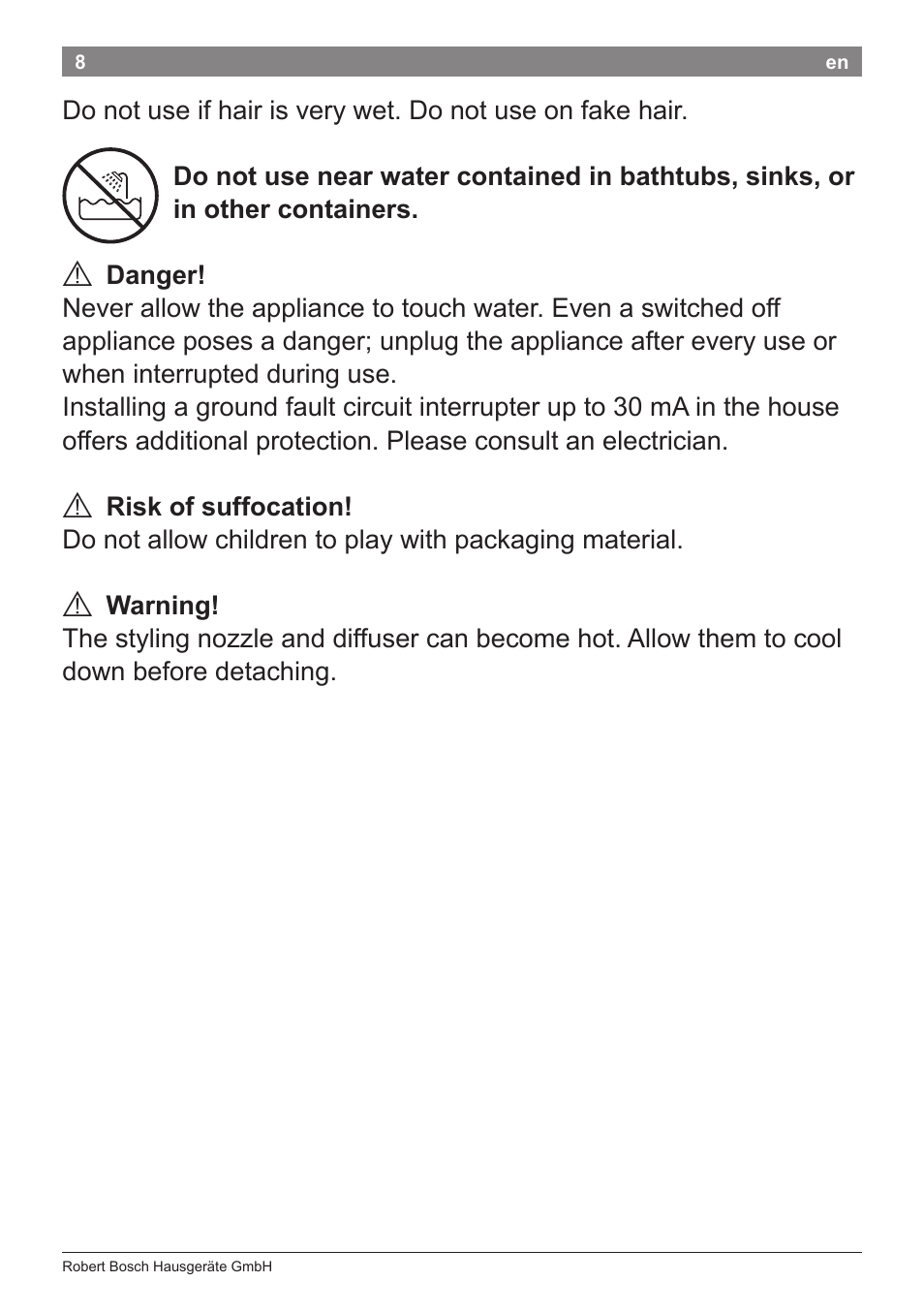Bosch PHD5962 Haartrockner PureStyle User Manual | Page 10 / 93