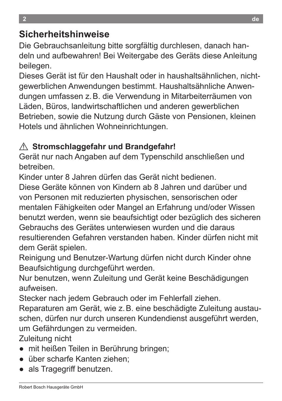 Sicherheitshinweise | Bosch PHD5962 Haartrockner PureStyle User Manual | Page 4 / 93