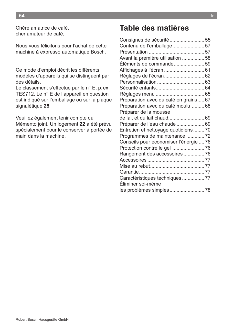 Bosch TES71251DE VeroBar AromaPro 100 Kaffeevollautomat silber User Manual | Page 58 / 116