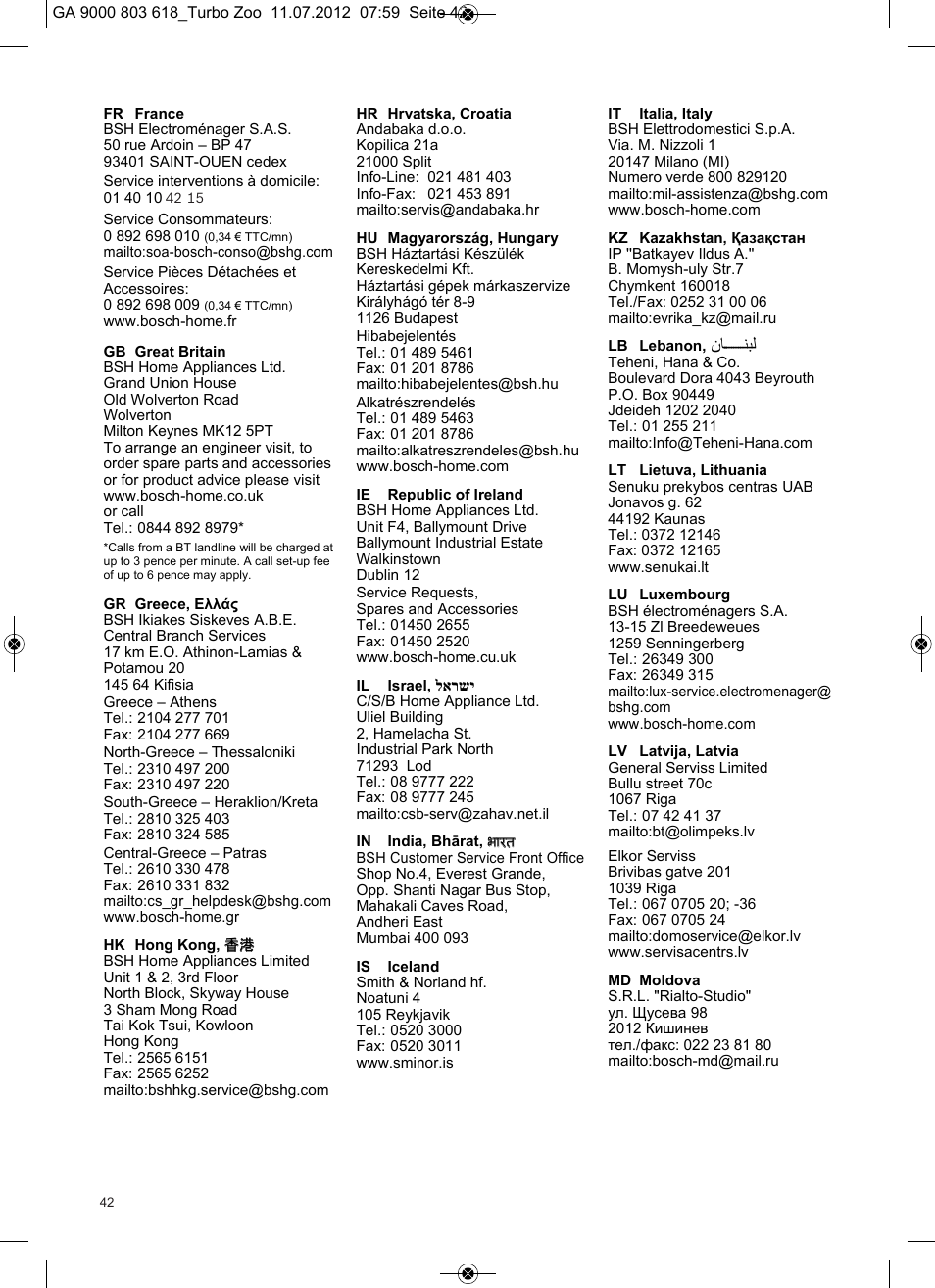 Bosch Zooo ProAnimal Beutelloser Bodenstaubsauger BGS51842 tornadorot User Manual | Page 44 / 57