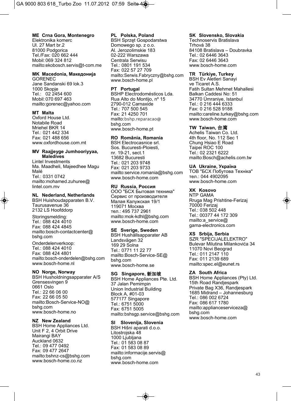 Bosch Zooo ProAnimal Beutelloser Bodenstaubsauger BGS51842 tornadorot User Manual | Page 45 / 57
