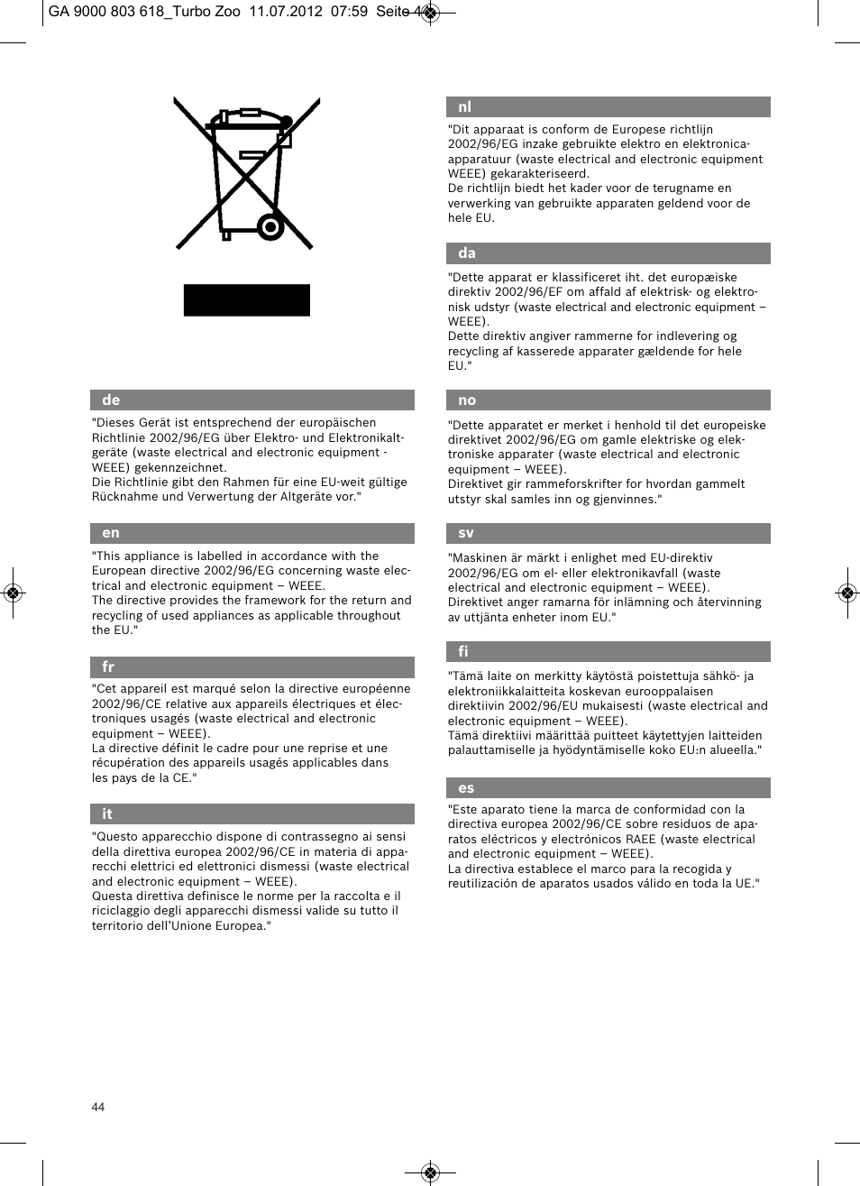 Bosch Zooo ProAnimal Beutelloser Bodenstaubsauger BGS51842 tornadorot User Manual | Page 46 / 57