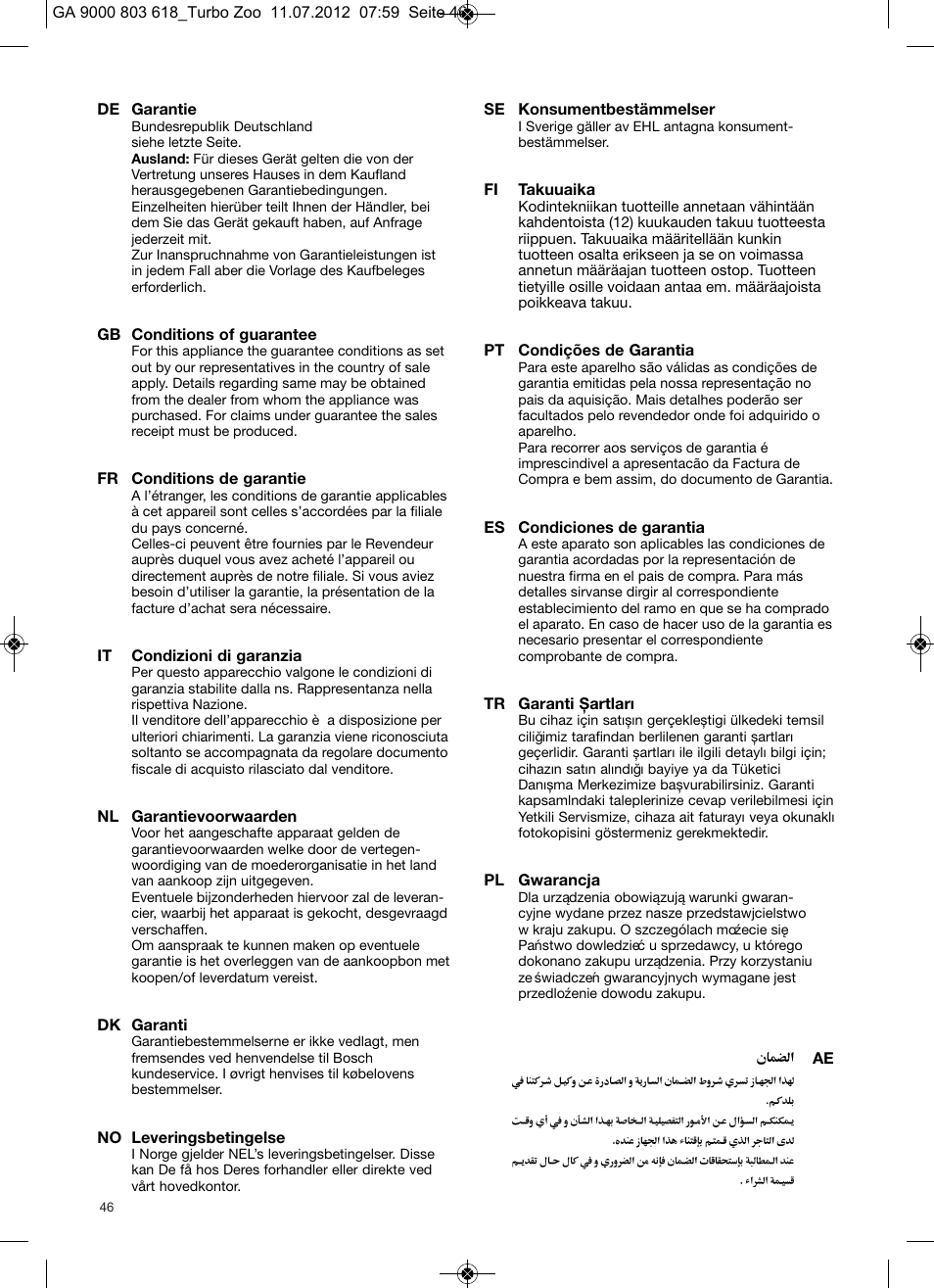 Bosch Zooo ProAnimal Beutelloser Bodenstaubsauger BGS51842 tornadorot User Manual | Page 48 / 57