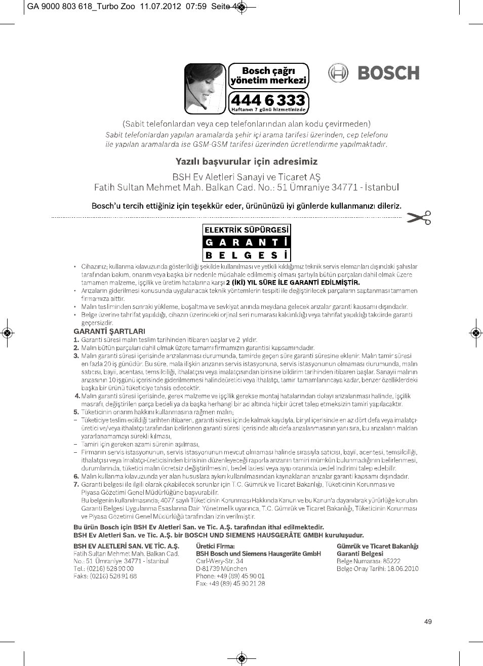 Bosch Zooo ProAnimal Beutelloser Bodenstaubsauger BGS51842 tornadorot User Manual | Page 51 / 57